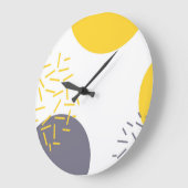 Yellow, cool, modern, trendy geometric art large c ラージ壁時計 (傾斜)