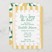 Yellow Cream Striped She's Tying the Knot Bridal 招待状 (正面/裏面)