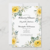 Yellow Cream Watercolor Florals Rehearsal Dinner 招待状 (正面)