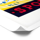 Yellow Croatian Matchbox Labels Grid Print ポスター (角)