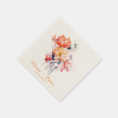 Yellow Cubes&Flowers: Personalized Wedding Napkins スタンダードカクテルナプキン (角)