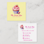 Yellow Cupcake Bakery Card | Editable Logo スクエア名刺 (正面/裏面)