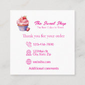 Yellow Cupcake Bakery Card | Editable Logo スクエア名刺 (裏面)