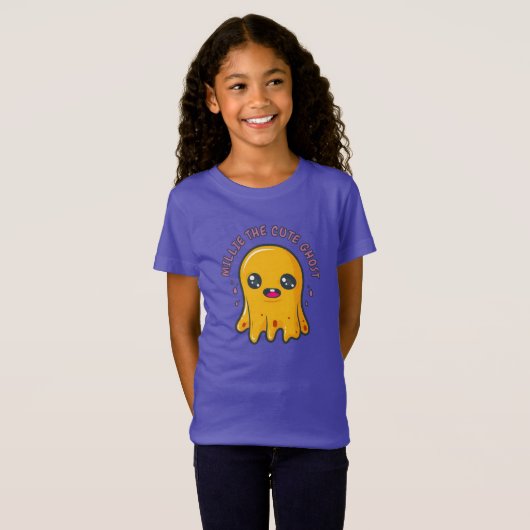 Yellow Cute Kawaii Ghost Tシャツ (正面フル)