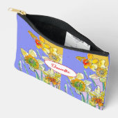 Yellow Daffodil Flower Pattern Watercolor Girls アクセサリーポーチ (見開き)