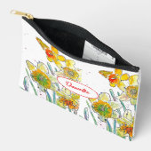 Yellow Daffodil Flower Pattern Watercolor Girls アクセサリーポーチ (見開き)