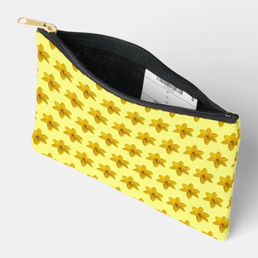 Yellow Daffodil Seamless Pattern Pouch アクセサリーポーチ (見開き)