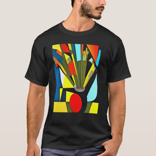 Yellow Daffodils In A Red Vase Geometric Abstract Tシャツ (正面)