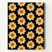 Yellow Dahlia Floral Pattern on Black ノートブック (裏面)