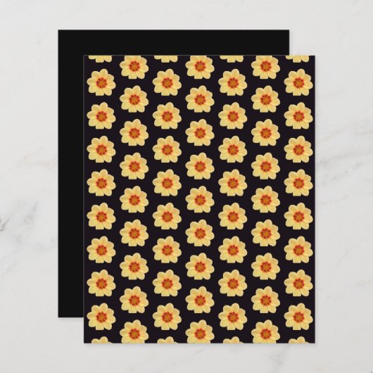 Yellow Dahlia Pattern on Black Scrapbook Paper (正面/裏面)