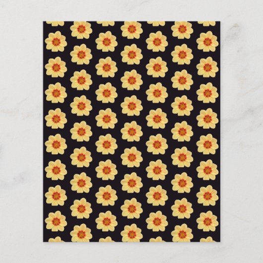 Yellow Dahlia Pattern on Black Scrapbook Paper (正面)
