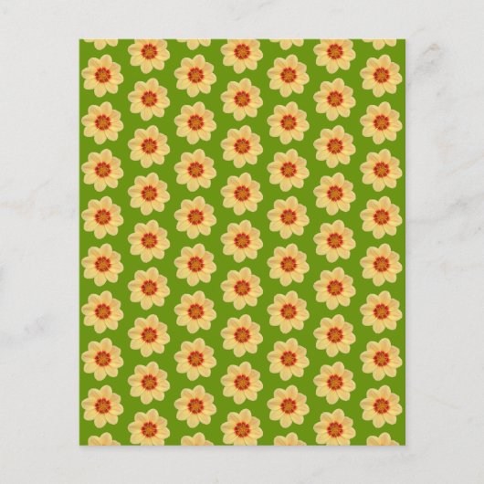 Yellow Dahlia Pattern on Green Scrapbook Paper (正面)