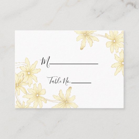 Yellow Daisies Wedding Place Cards プレイスカード (正面)