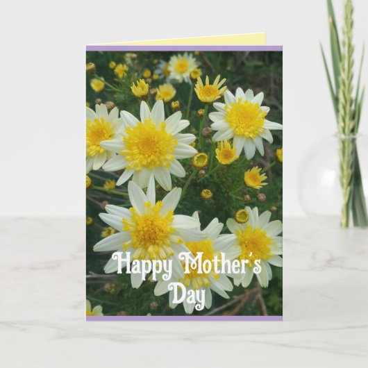 Yellow Daisy Daisies Floral Mothers Day Card カード (正面)