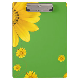  Yellow Daisy Floral Design on Green backround クリップボード