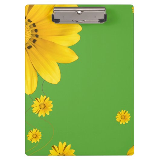  Yellow Daisy Floral Design on Green backround クリップボード (正面)