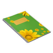  Yellow Daisy Floral Design on Green backround ノートブック (右側)