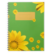  Yellow Daisy Floral Design on Green backround ノートブック (正面)