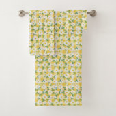 Yellow Daisy Floral Gingham Towel Set バスタオルセット (インサイチュ)