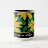 Yellow daisy flowers with green leaves  マグカップ (中央)