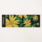 Yellow daisy flowers with green leaves  ヨガマット (正面(横))