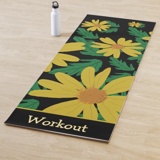 Yellow daisy flowers with green leaves  ヨガマット (インサイチュ)