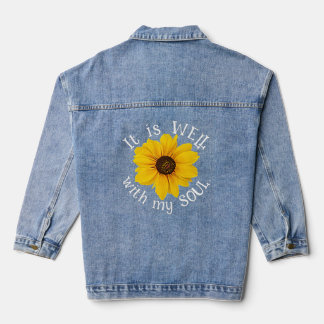 Yellow Daisy It Is Well With My Soul Inspirational デニムジャケット