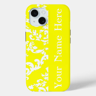 Yellow Damask w/ name @ Emporiomoffa iPhone 15ケース