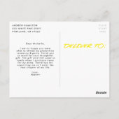 Yellow Dashed Modern Photo Graduation Thank You ポストカード (裏面)