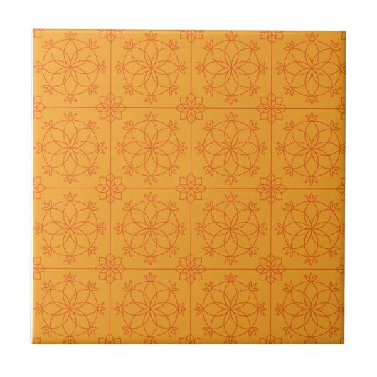 Yellow Decorative mandala art geometric Pattern タイル (正面)