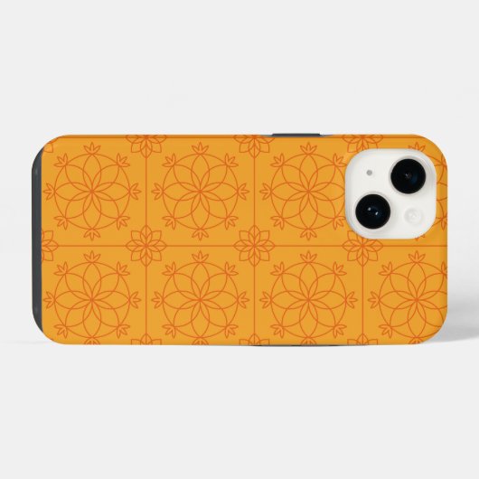 Yellow Decorative mandala art geometric Pattern iPhoneケース (裏面横)