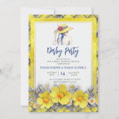 Yellow Derby Party Invitation Bridal Shower Plaid 招待状 (正面)