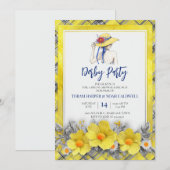 Yellow Derby Party Invitation Bridal Shower Plaid 招待状 (正面/裏面)