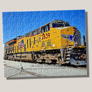 Yellow Diesel Locomotive Train - Add Name  ジグソーパズル