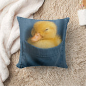 Yellow Duckling In a Blue T-shirt Pocket クッション (ブランケット)