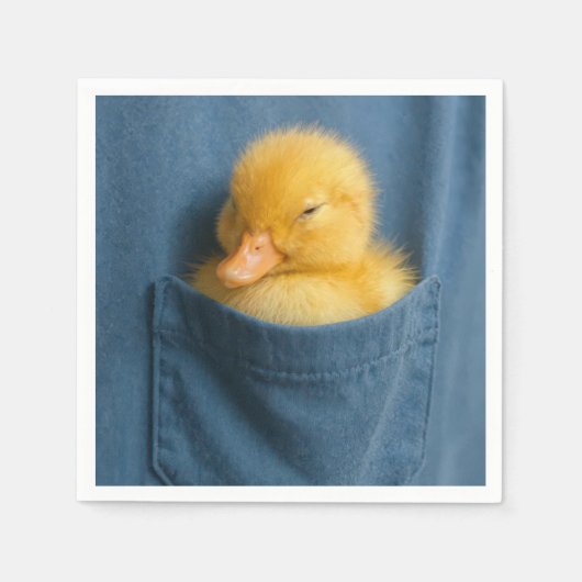 Yellow Duckling In a T-shirt Pocket スタンダードカクテルナプキン (正面)