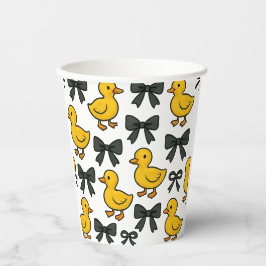 Yellow Ducks & Bows Party Paper Cup 紙コップ (正面)