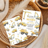 Yellow Dump Truck Construction Boy Birthday Party  招待状