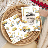Yellow Dump Truck Construction Boy Birthday Party  招待状