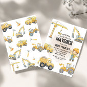 Yellow Dump Truck Construction Boy Birthday Party  招待状