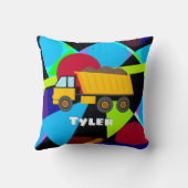 Yellow Dump Truck, Geometric Shapes, Child's Name クッション (裏面)