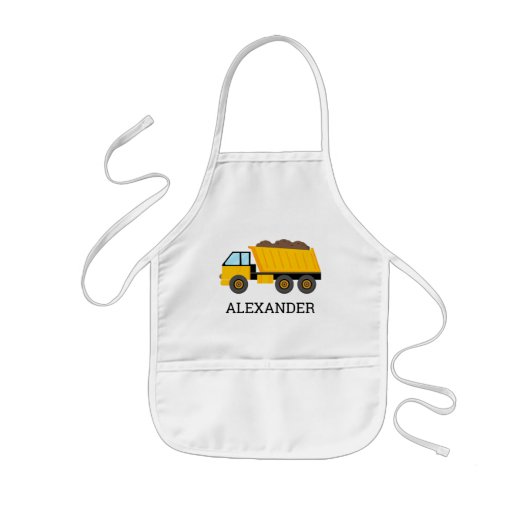 Yellow Dump Truck Personalized Construction 子供用エプロン (正面)