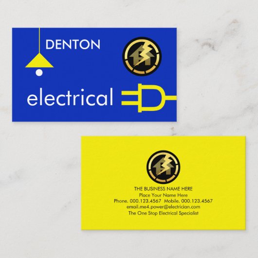 Yellow Electrical Lamp Plug Wiring 名刺 (正面/裏面)