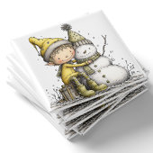 Yellow Elf Snowman Christmas Magnet マグネット