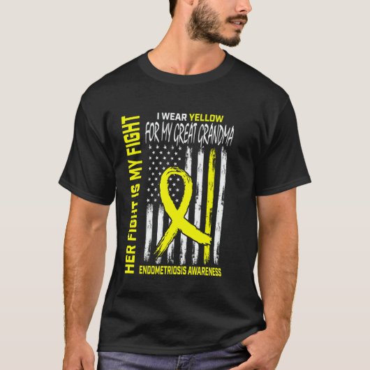 Yellow Endometriosis Awareness Great Grandma Flag  Tシャツ (正面)