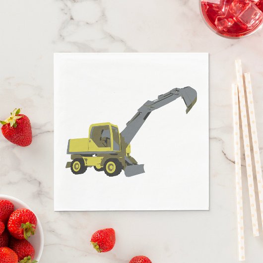 Yellow Excavator Construction Machinery スタンダードランチョンナプキン