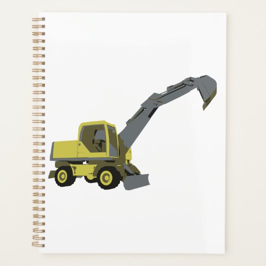 Yellow Excavator Construction Machinery プランナー手帳 (正面)