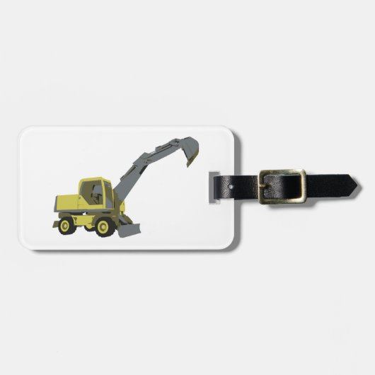 Yellow Excavator Construction Machinery ラゲッジタグ (正面横)