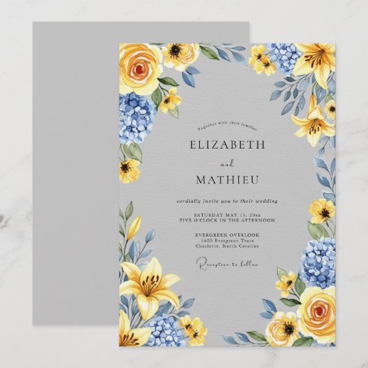 Yellow Exultant Spring Wedding 招待状 (正面/裏面)