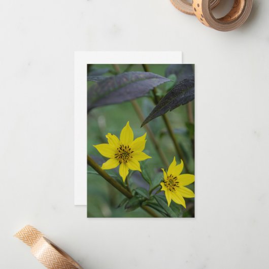 Yellow Fall Flower ノートカード (正面/裏面インサイチュ)